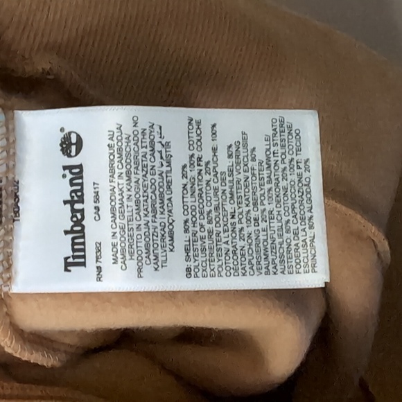 New With Tags! Timberland Beige Hoodie for Men Size XL - Picture 7 of 10